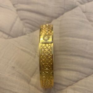 Coach Gold Signature Hinged Bangle Bracelet
